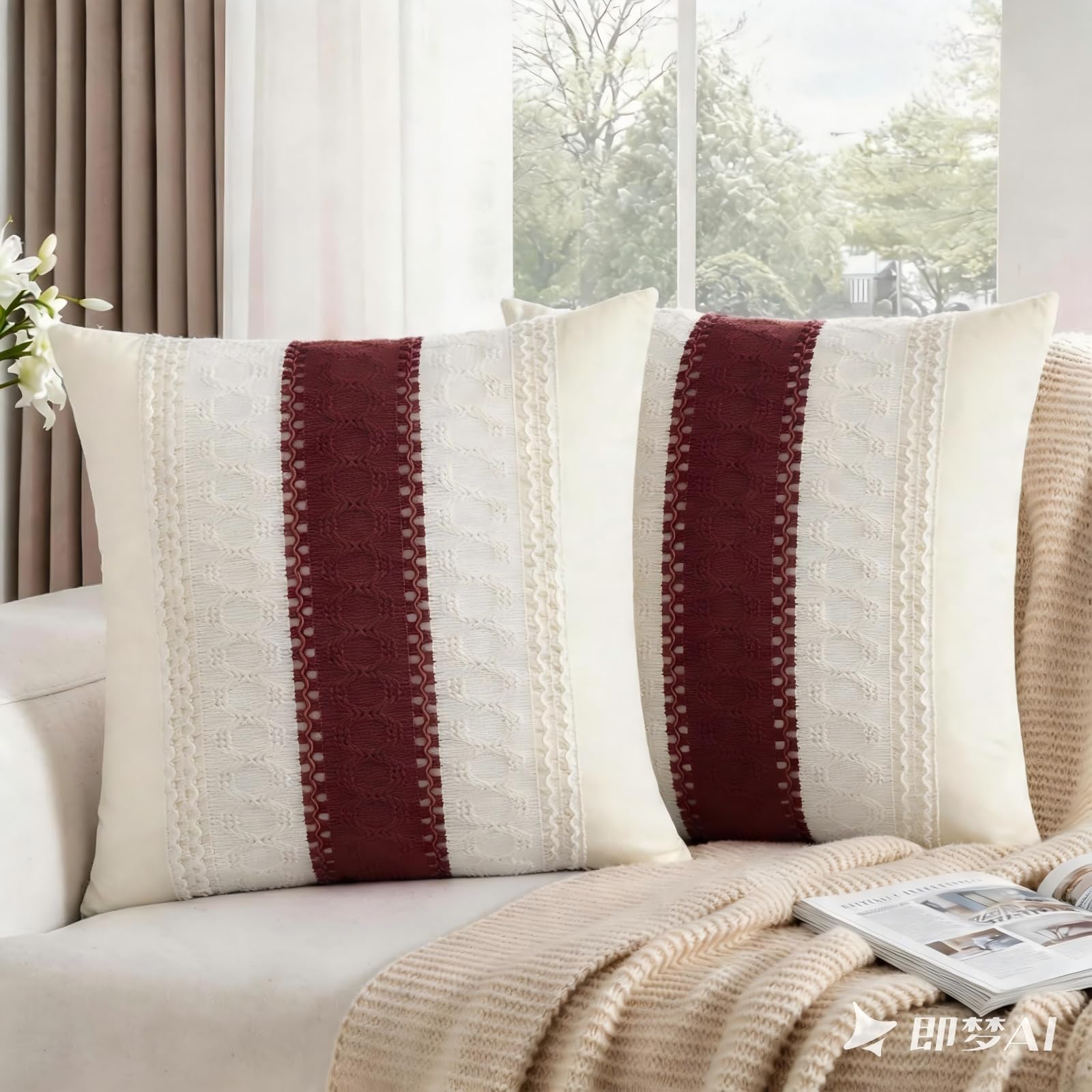 DakTou Boho Cushion Covers 50x50 Red