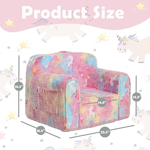 Miniatura 9 de Cómoda silla para niños, silla de espuma para niños, sillón para niños pequeños, sofá para bebés y niños, silla de lectura con brillo en la