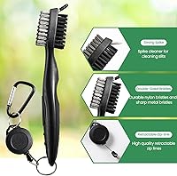 Vista 4 de Golf Club Brush and Club Groove Cleaner with Retractable Zip-line and Aluminum Carabiner Cleaning Tools Rojo; Negro; Azul