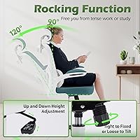 Vista 7 de AreShark Silla de Oficina Ergonómica con Soporte Lumbar Ajustable y Gancho para Respaldo, Silla de Malla Transpirable con Respaldo Alto y Ruedas