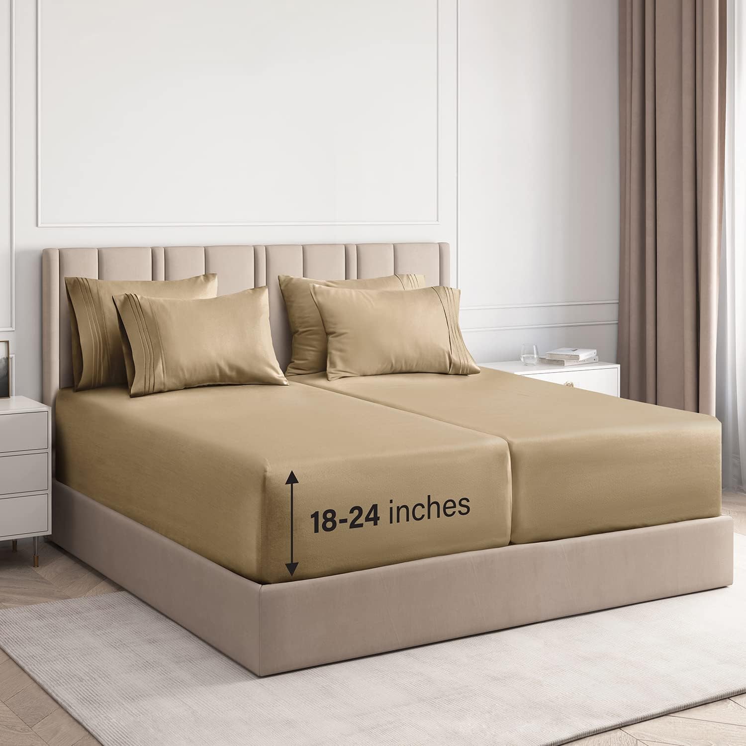 Extra Deep Pocket Sheets 7 Piece Sheet Set Split King