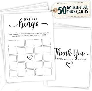Bridal Shower Bingo Game - 50 Pcs Wedding Shower Game for 50 Guests, Bridal Bingo For Bridal shower Games, Bridal Party Games Decorations