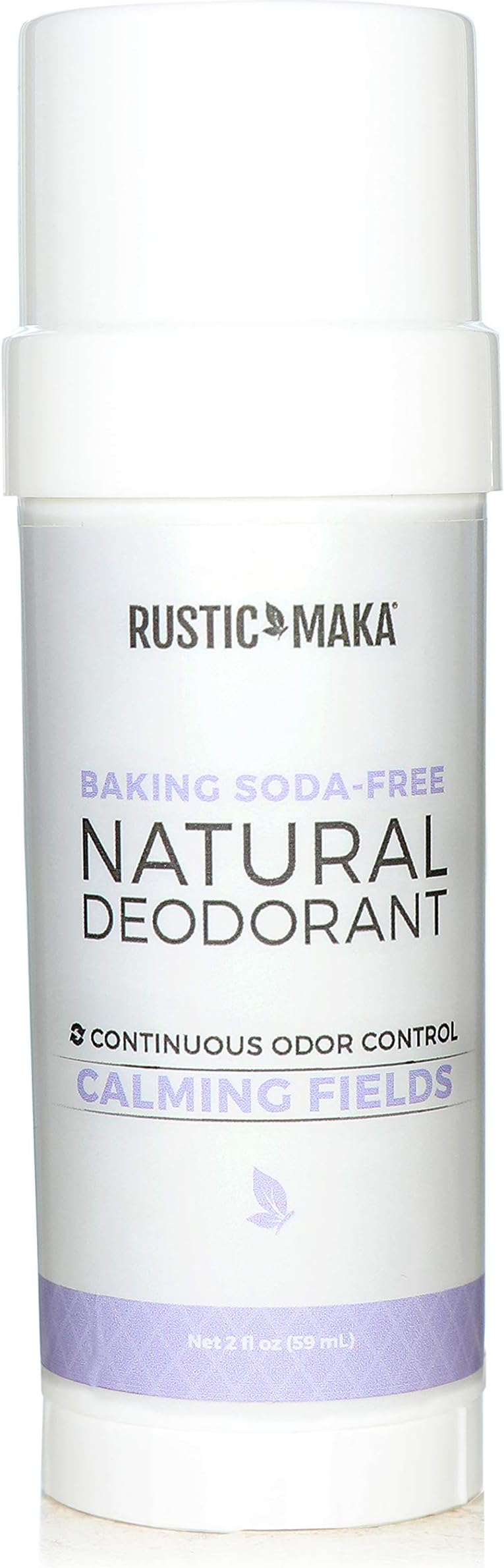 Rustic MAKA Natural Deodorant, Calming Fields (Lavender + Mint), Baking Soda-Free, Magnesium, Continuous Odor Control