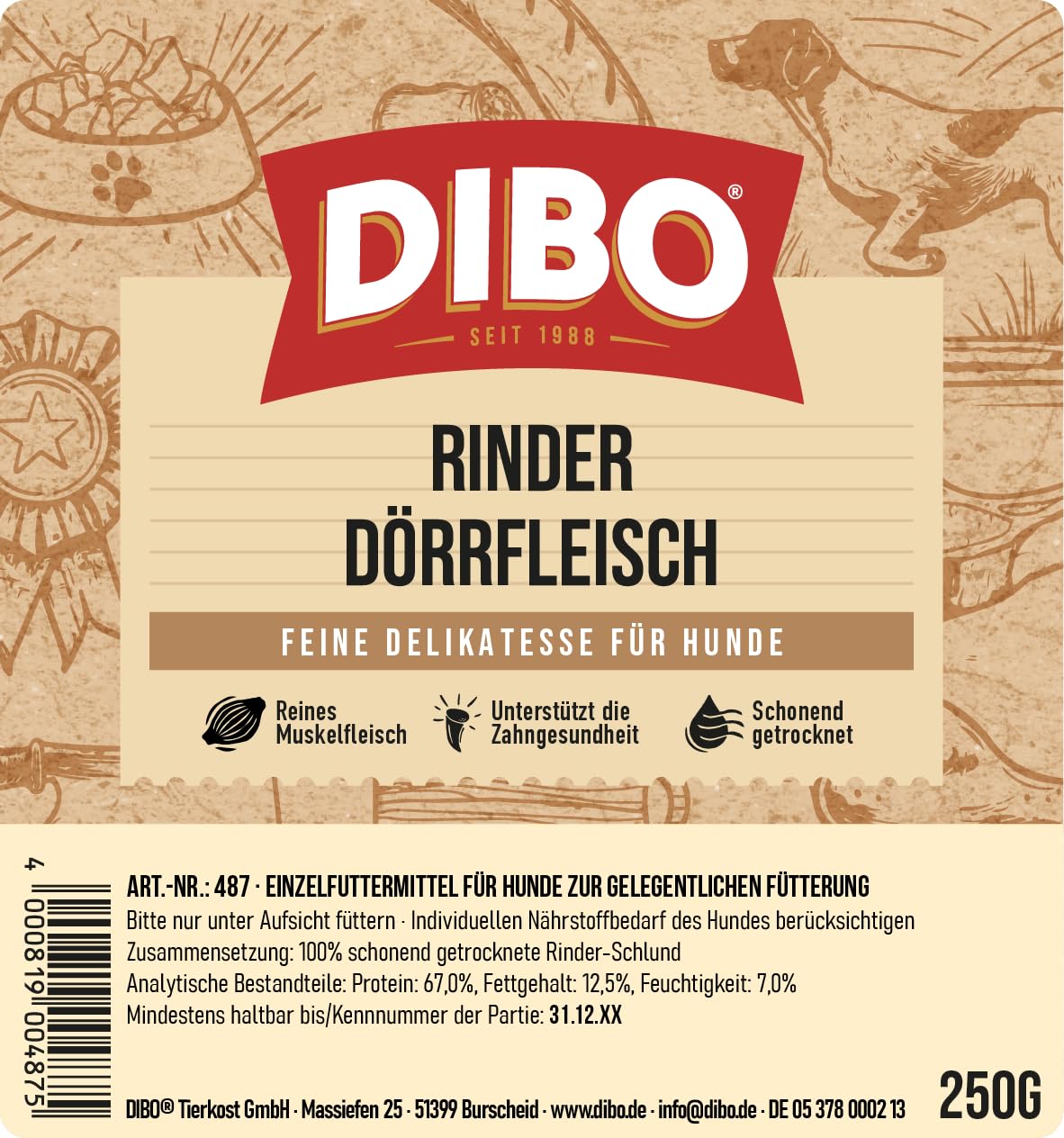 Dibo Karma dla Psów, Wołowina, 250 g