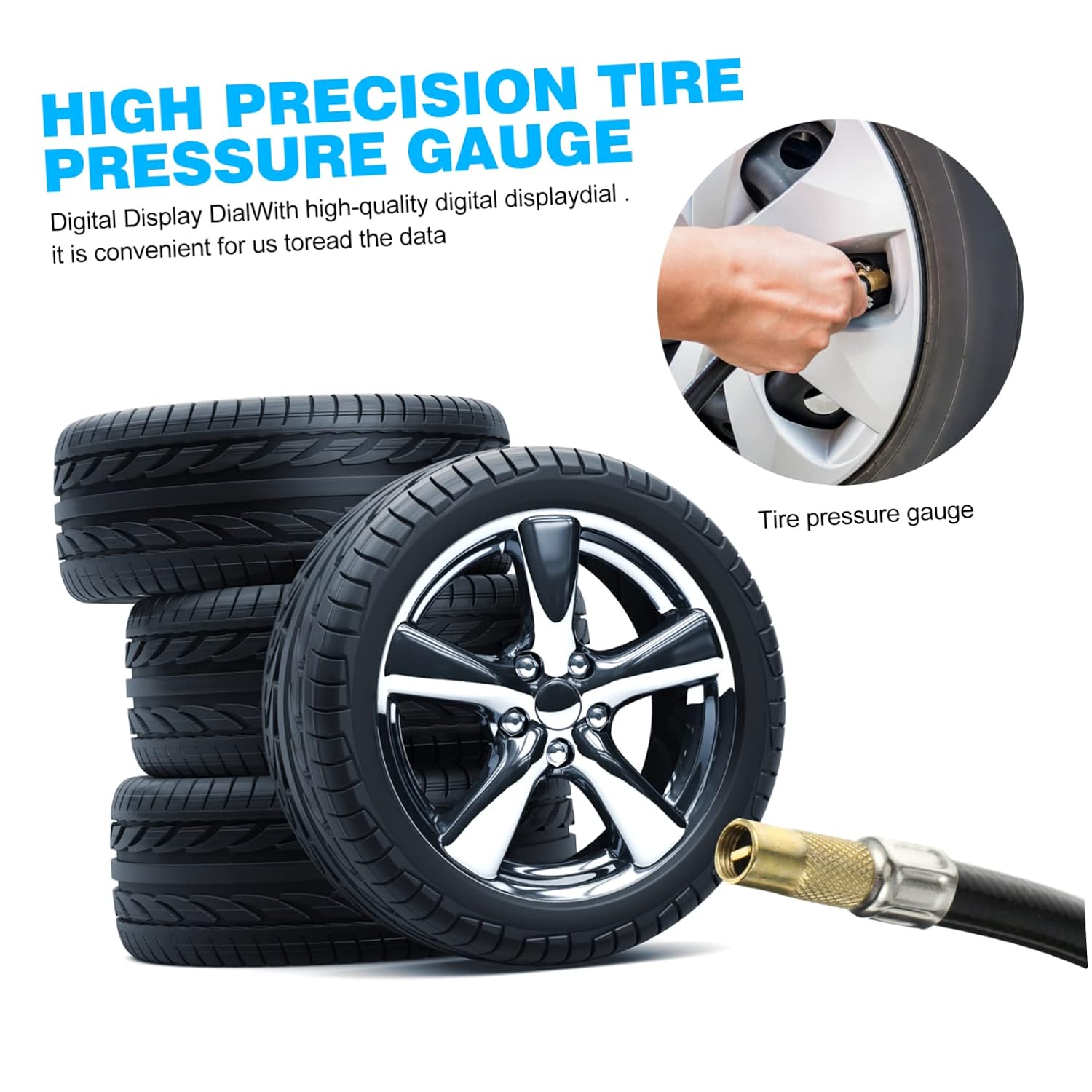 Luxshiny High-Precision Tire Pressure Gauge with Hose Use for Cars Bikes and Suvs Deflates Tires Reliable Pressure Tester to Prevent Flats
