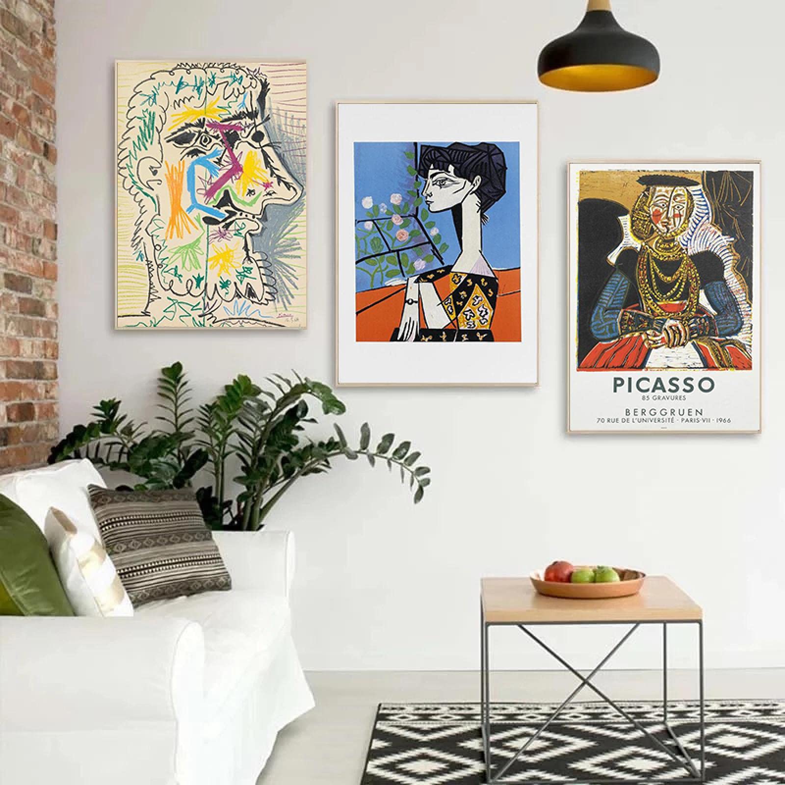 Famous Canvas Painting Art Abstract Pablo Picasso Posters and Prints Wall Art Pictures for Living Room Home Decor Cuadros 30x50cmx3(12x20"x3) Frameless