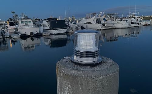 Miniatura 8 de Luz de advertencia solar para muelle  Iluminación solar impermeable  Iluminación constante encendido o intermitente de 360 grados  LED blanco frío