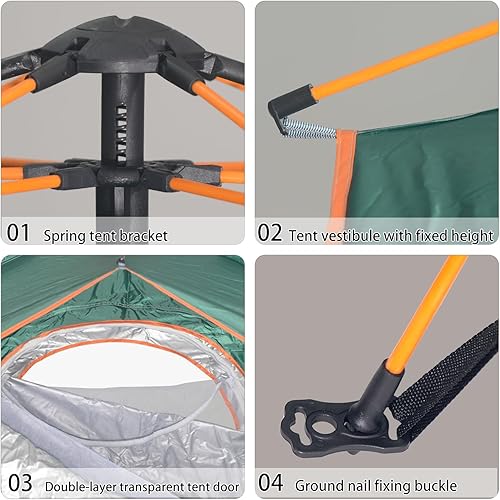 Miniatura 6 de Tienda de campaña portátil para 2 personas, tienda ligera para exteriores, senderismo, montañismo y viajes