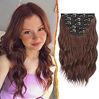 Vista 18 de BARSDAR Extensiones de cabello con clip - Extensiones de cabello onduladas de 20 pulgadas con reflejos - 5 piezas de extensiones de cabello