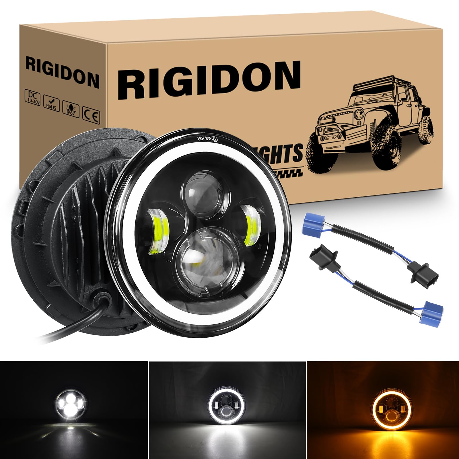 CO LIGHT 5.75 Led Headlight 5 3/4 Round Led Headlights Whit DRL Amber Turn Signal Light And Hi/Lo Beam Led Projector Sealed Beam Headlight Compatible With Thunderbird Torino 4PCS - Foto 6