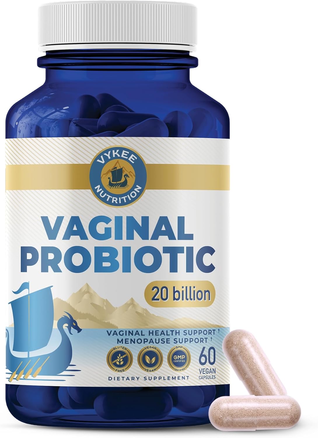 Vykee Nutrition Vaginal Probiotics Capsules - Supplements for Vaginal Health and pH Balance - Vegan, Non GMO, Gluten Free - 20 Billion CFU, 60 Count