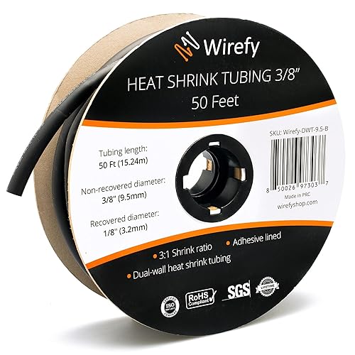Miniatura 32 de Wirefy Kit de tubos termorretráctiles, 200 piezas, relación 3:1, forro adhesivo, tubo retráctil de alambre, tubo termorretráctil industrial, negro