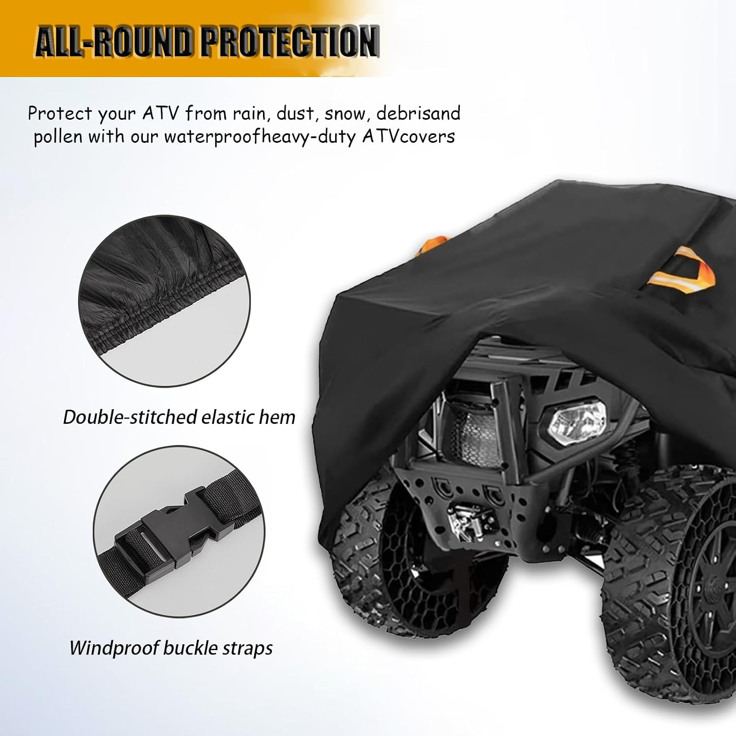 ATV Cover for Honda TRX680 Rincon 2006-2023, All Season Use Standard Size Against Water Wind Tear-Resistant Fabric 4 Wheeler Accessories Reflective Strips