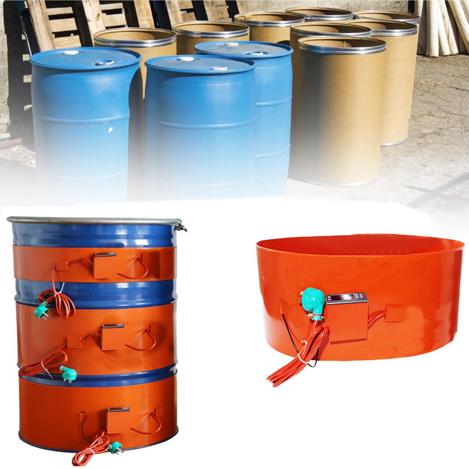 Riscaldatore per Tamburo di Petrolio in Metallo Silicone Riscaldatore per Tamburo di Petrolio Durevole Portatile Riscaldatori per Secchio Isolati in Galloni di Metallo in Silicone Elemento Riscaldan