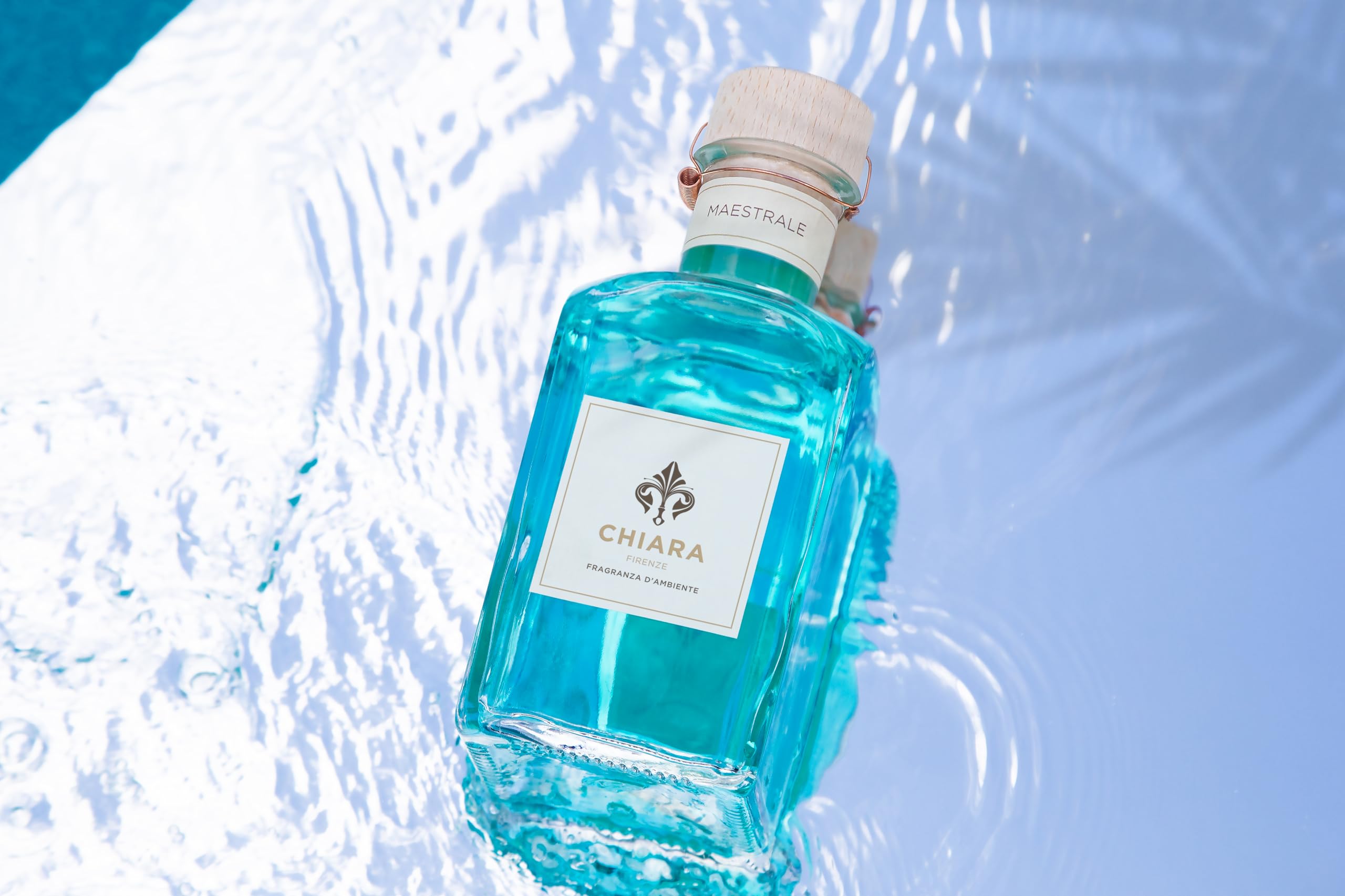 Chiara Firenze Raumduft Maestrale 200 ML Flasche + Stäbchen Made in Italy Salzig - Kiefernholz - Salz