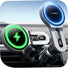 LISEN 15 W Wireless Magnetic Charger, Magsafe Mobile Car Holder, Fast Charging, Compatible iPhone 15 Pro Max/Pro/Plus/14/13 Mini Samsung