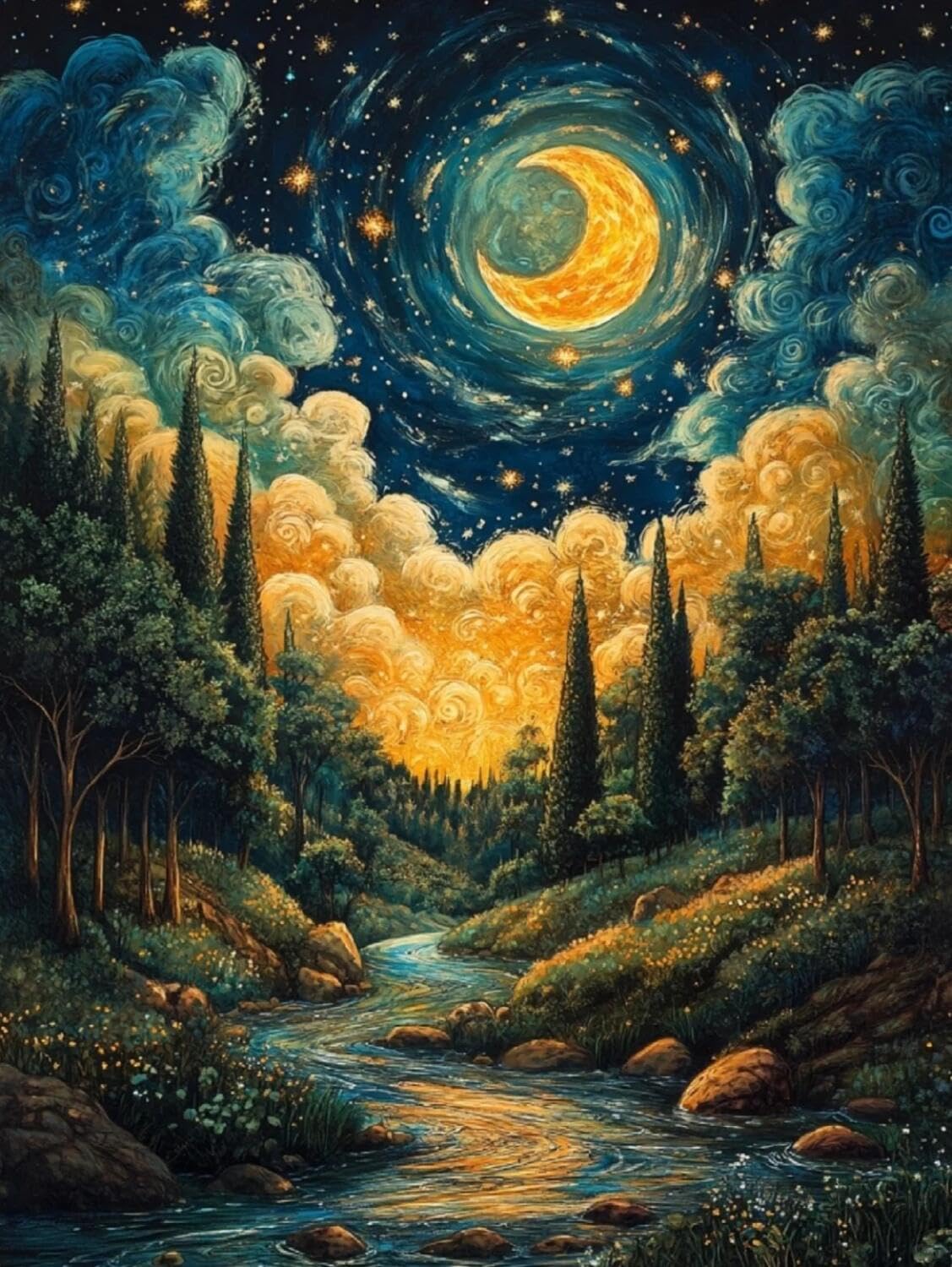 Rqwybcaxn Embroidery Beads Kit Fantasy Forest 40x50cm