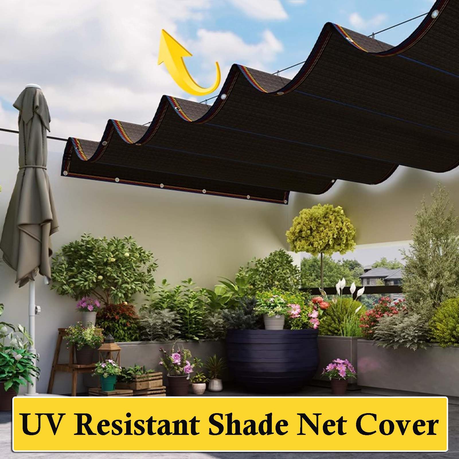 Generico Rete Ombreggiante con Occhielli 85% 4x8m, Rete Telo Ombra Esterni, Rete Parasole Resistente Ai Raggi UV, Antistrappo Panno Ombreggiante, per Gazebo Piante Balcone Serra