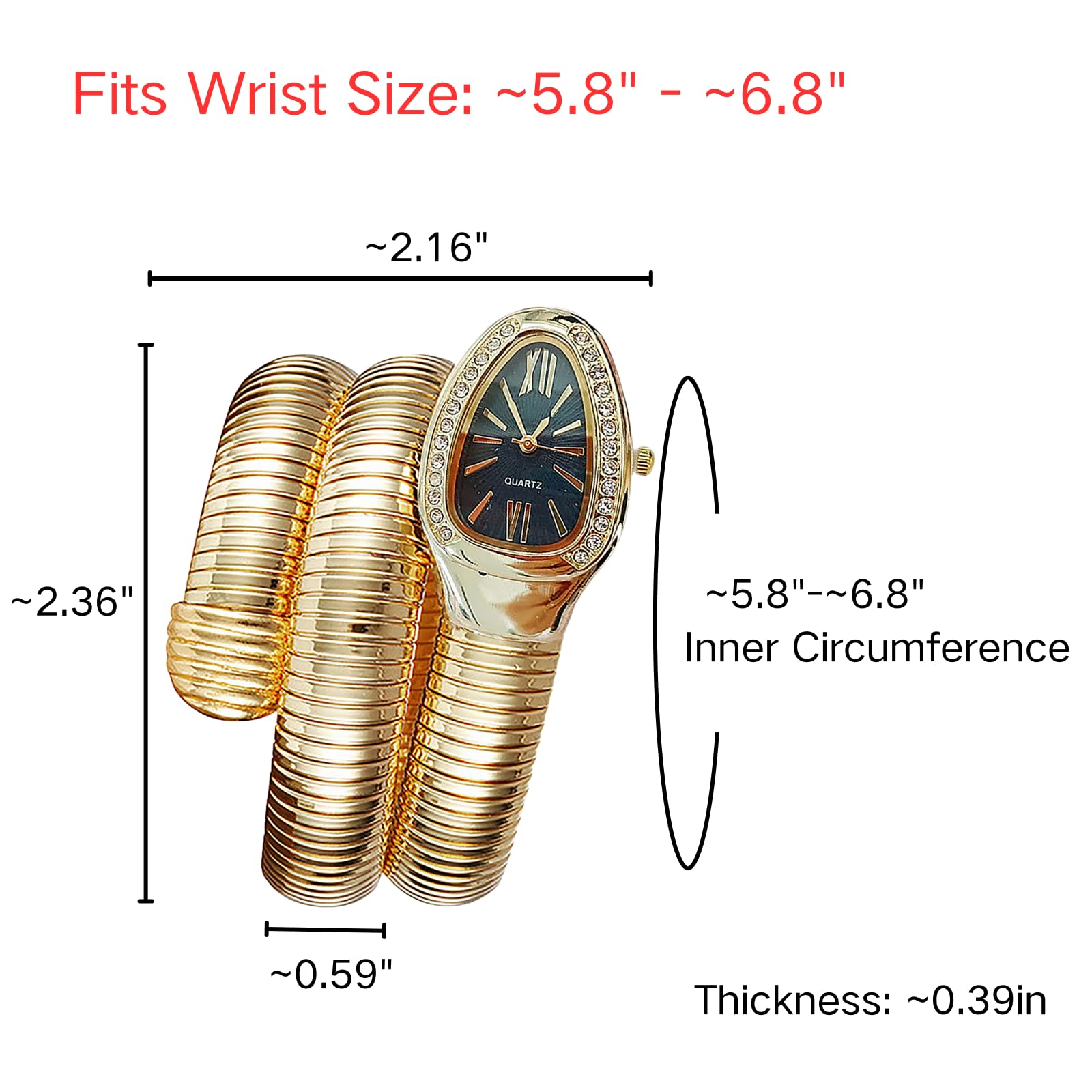 Relojes de serpiente para mujer, reloj de serpiente, relojes de pulsera con forma de serpiente, reloj de pulsera con forma de serpiente para mujer