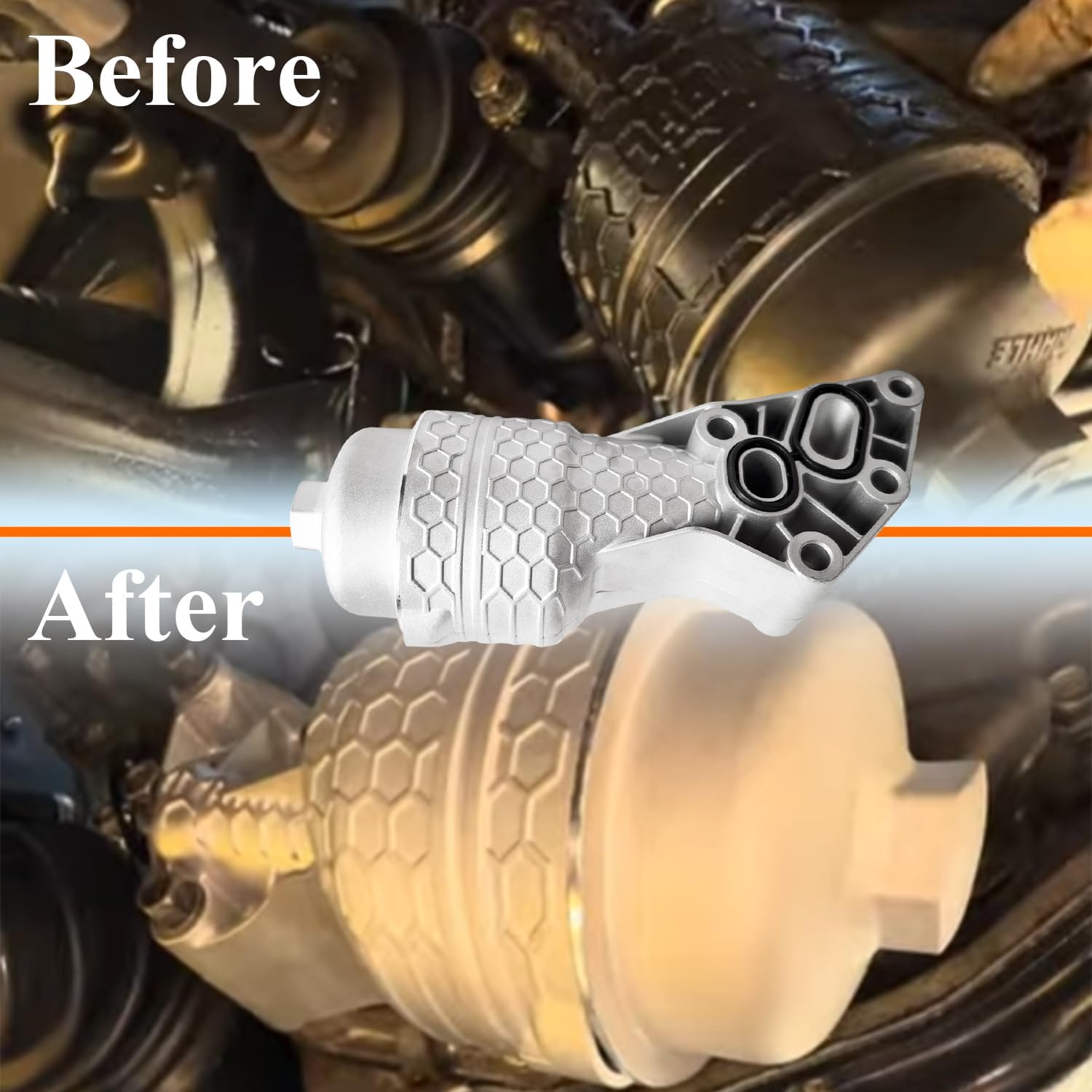 26300-3LAA0 Aluminum Engine Oil Cooler Fit For Hyundai Genesis G80 17-20 Palisade 20-24 & Kia Cadenza 17-20 Sedona 19-20 Sorento 19-24 Telluride Oil Filter Housing Adapter Assembly Replace# 263453CKB0