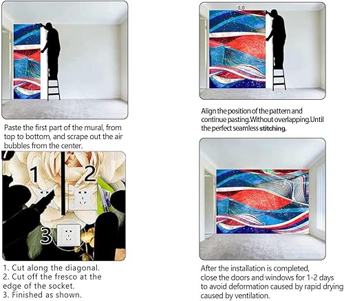 Miniatura 4 de Papel Tapiz para Baño Colorful Pattern Contact Paper Ine Modern Abstract Room Decor Easy to Clean (W) 40" X(H) 31.5"