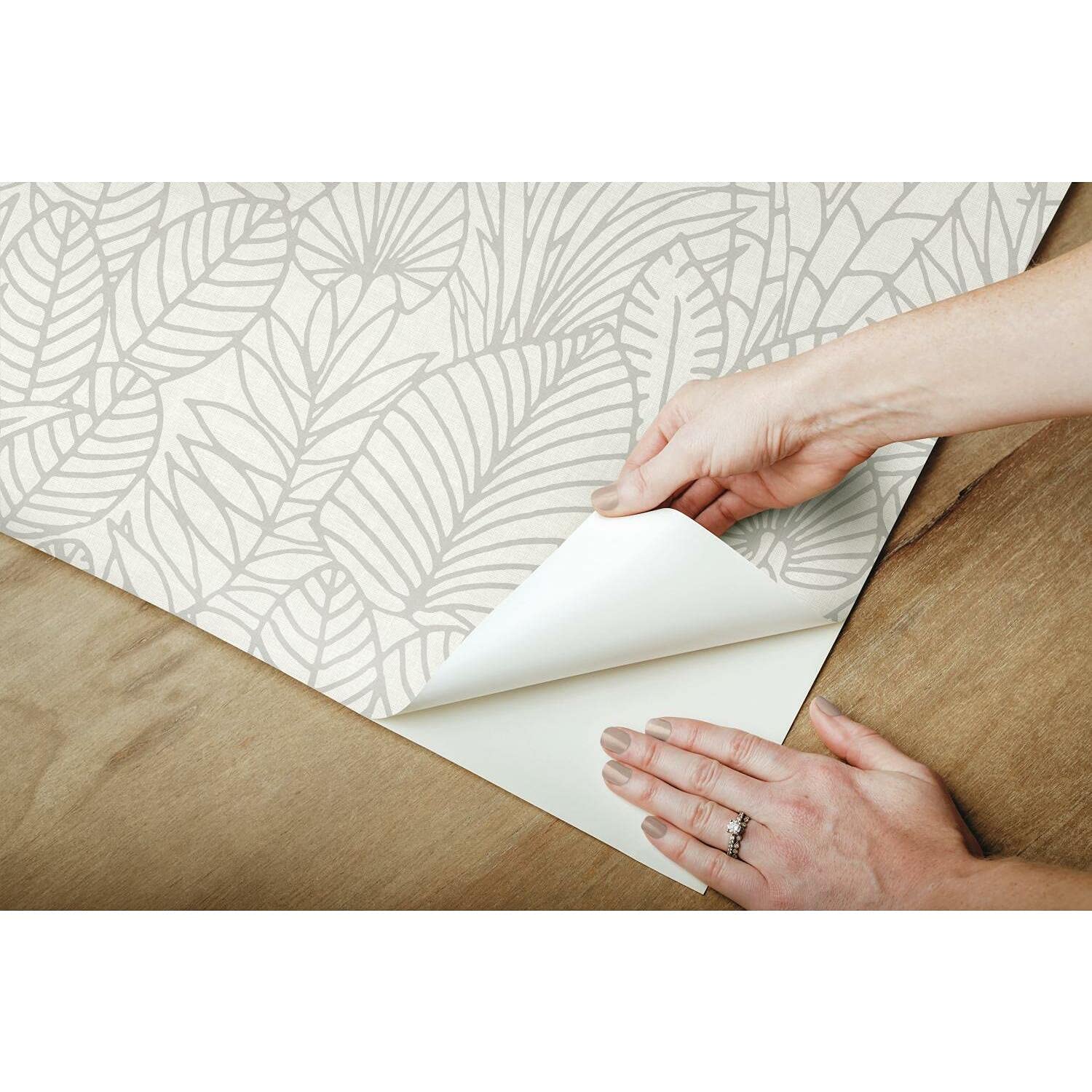 Fern & Feathers Peel And Stick Wallpaper - Tan & Red Botanical, Removable, No Residue, 1 Roll 18" X 18.86' - View #8