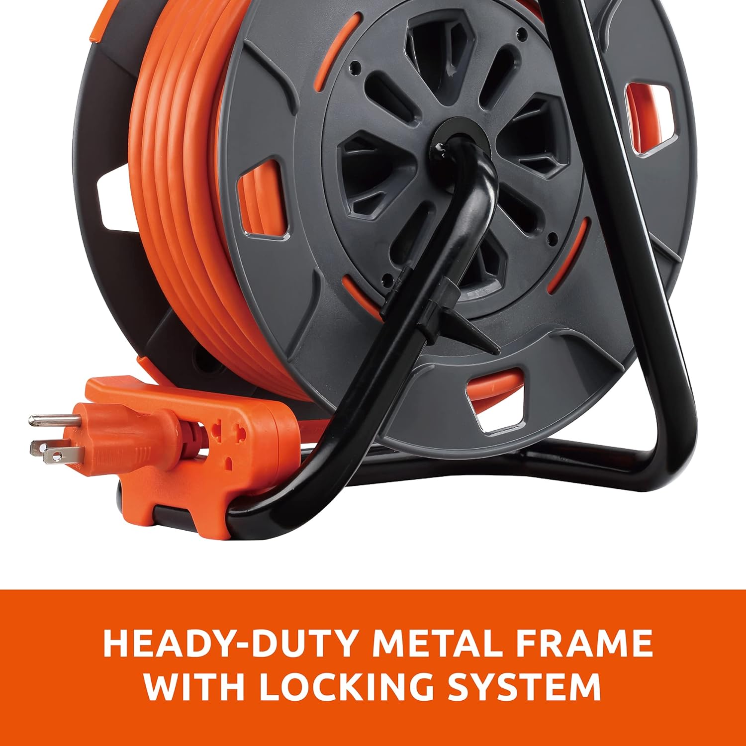 Link2Home Cord Reel Heavy-Duty Metal Frame