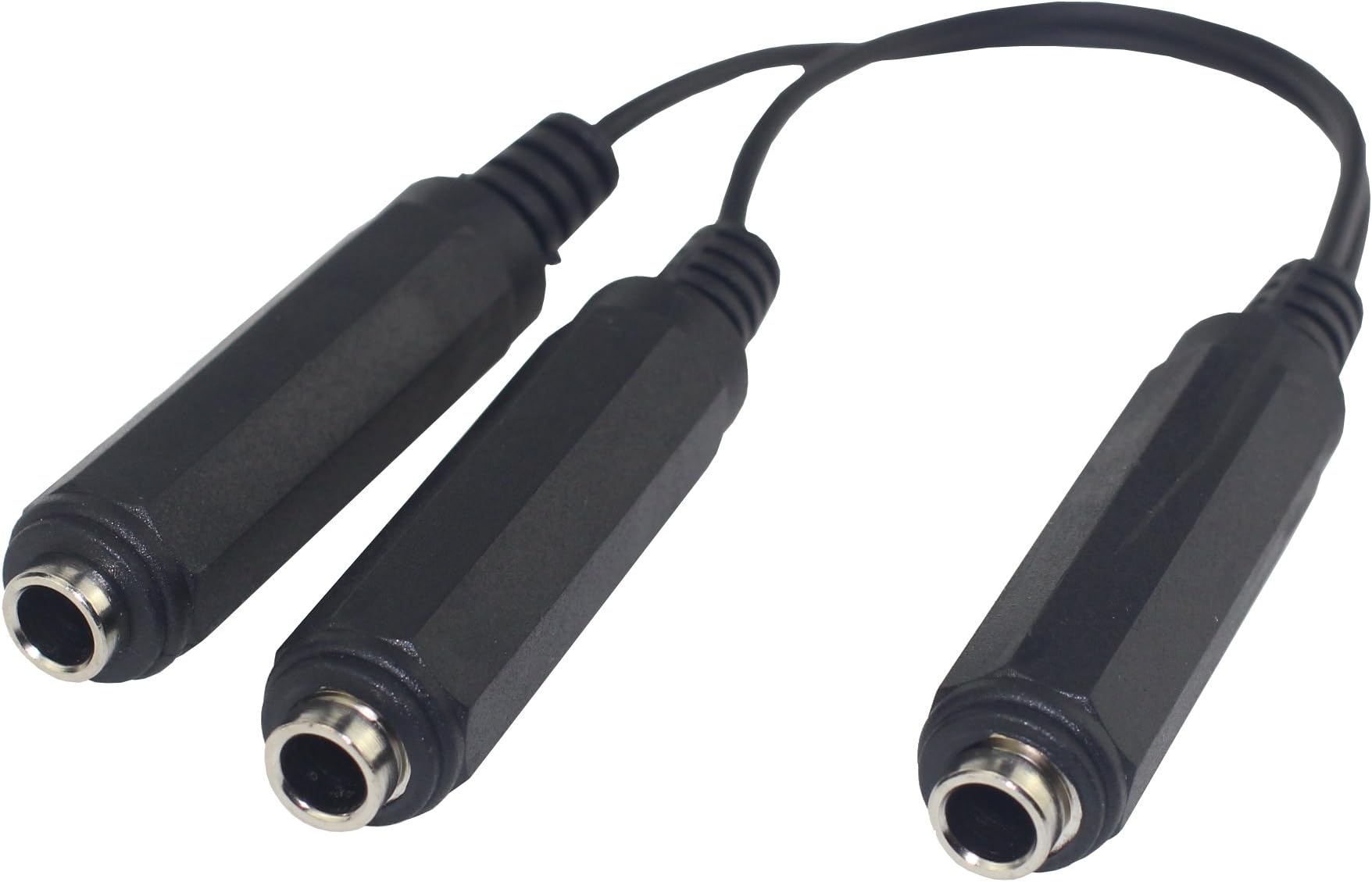 [Benly-10] 1/4" 6.35mm Stereo Jack Female to Dual 1/4" 6.35mm Stereo Jack Female Adapter Cable 0.6 Feet (20cm) 6.35spf-26.35spf