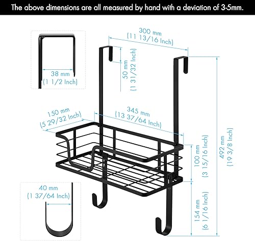 Miniatura 6 de KES HIR500A-BK - Soporte para tabla de planchar en forma de T, para 1 38 puertas, color negro mate, HIR500A-BK