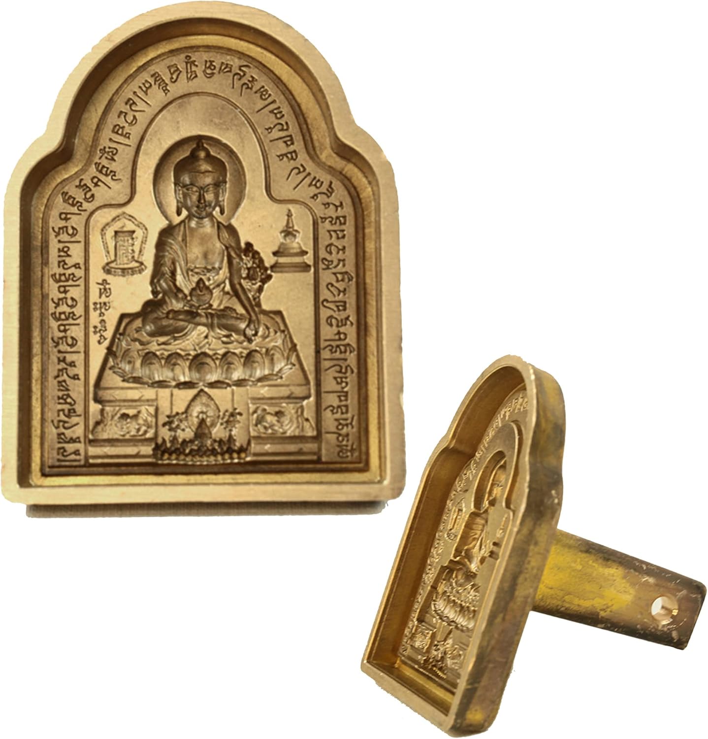 Handmade Tibetan Buddha Statue Mold, Bhaisajyaguru(Medicine Buddha) Mold,Copper Mould for Making Clay Buddha Statue, DIY TSA TSA Tsha Tsha Statue Mold