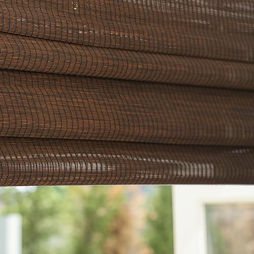 Miniatura 4 de LETAU Persianas romanas de madera sin cables, de bambú, filtran la luz para jardín al aire libre, patio, porche, cenador, patrón 9