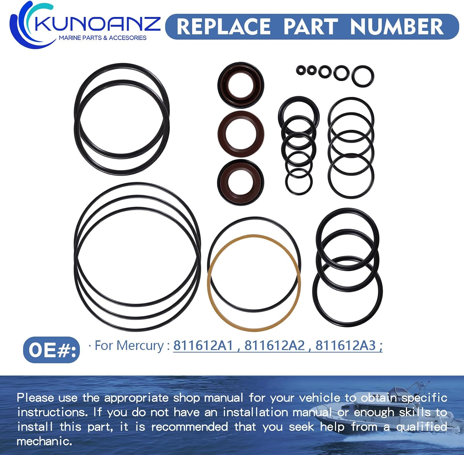 Rebuild Trim Tilt Seal O-Ring Kit for Mercury Outboard 75 90 100 105 115 135 140 150 175 200 225 250 300 HP 811612A1,811612A2,811612A3 XR-4&6 V-135&150&175&200 XR 2.5&3.0 L EFI JET CARB 3&4&6-Cyl.