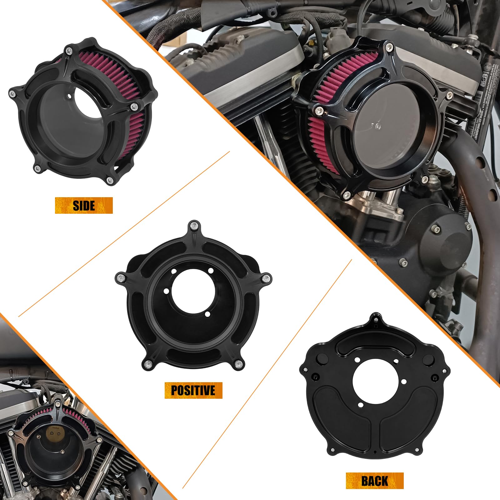 Kit di aspirazione della turbina filtro aria CNC per moto per Harley Sportster XL 1200 883 72 48 2004-2023 rosso