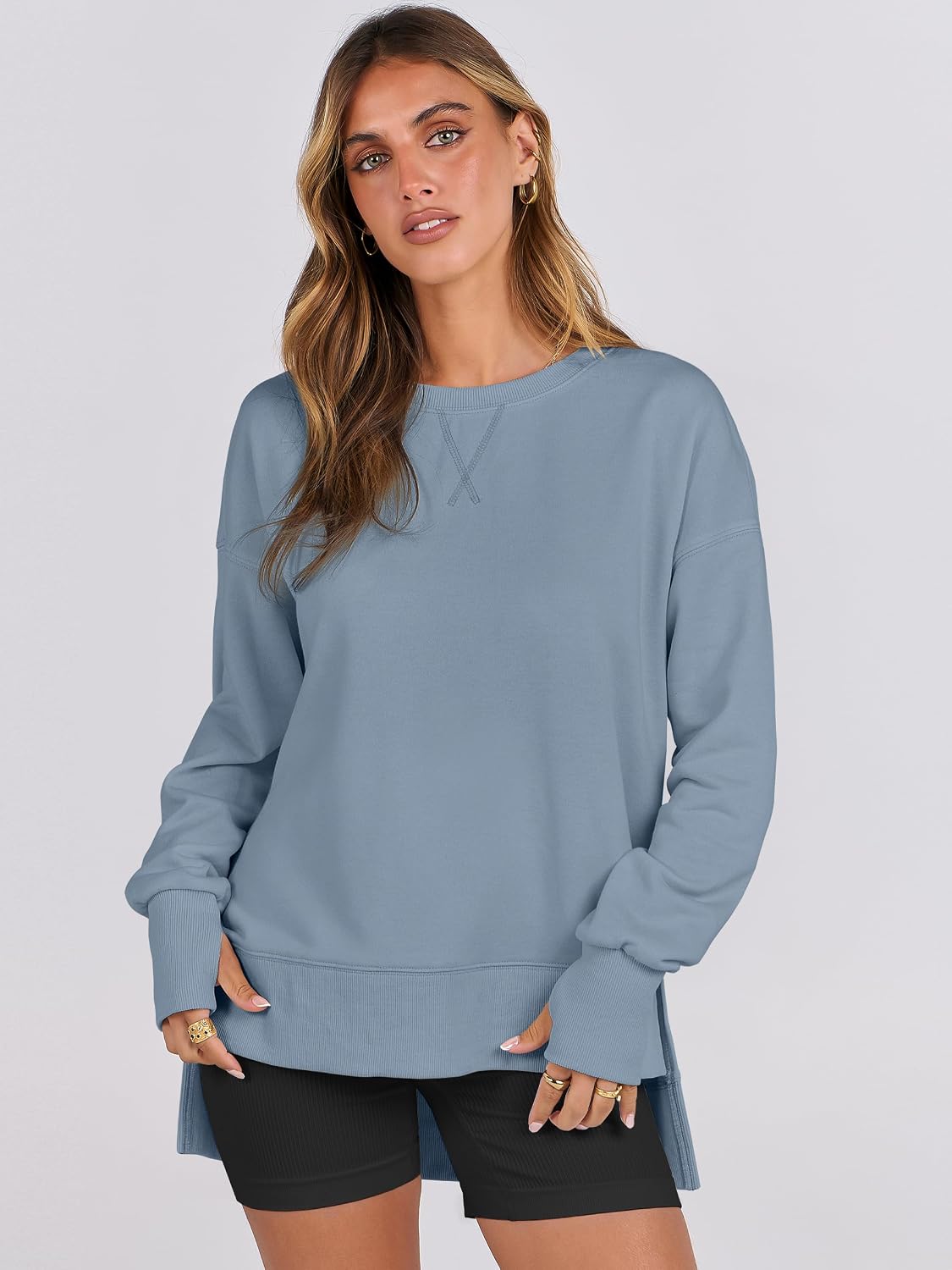 ANRABESS Women Oversized Lightweight Sweatshirts Fall Long Sleeve Shirts image 4