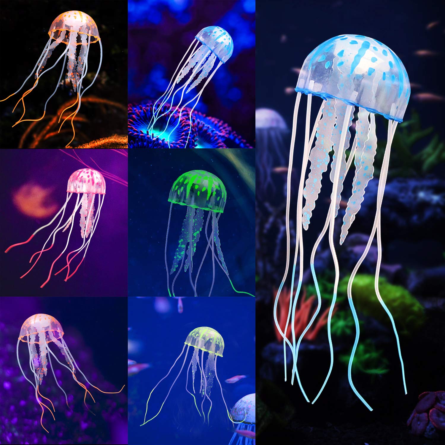 Glowing Jellyfish 6pcs Aquarium Glowing Jellyfish Decoration