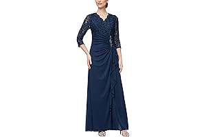 Petite Mother of the Bride Lace Top Empire Waist Dress