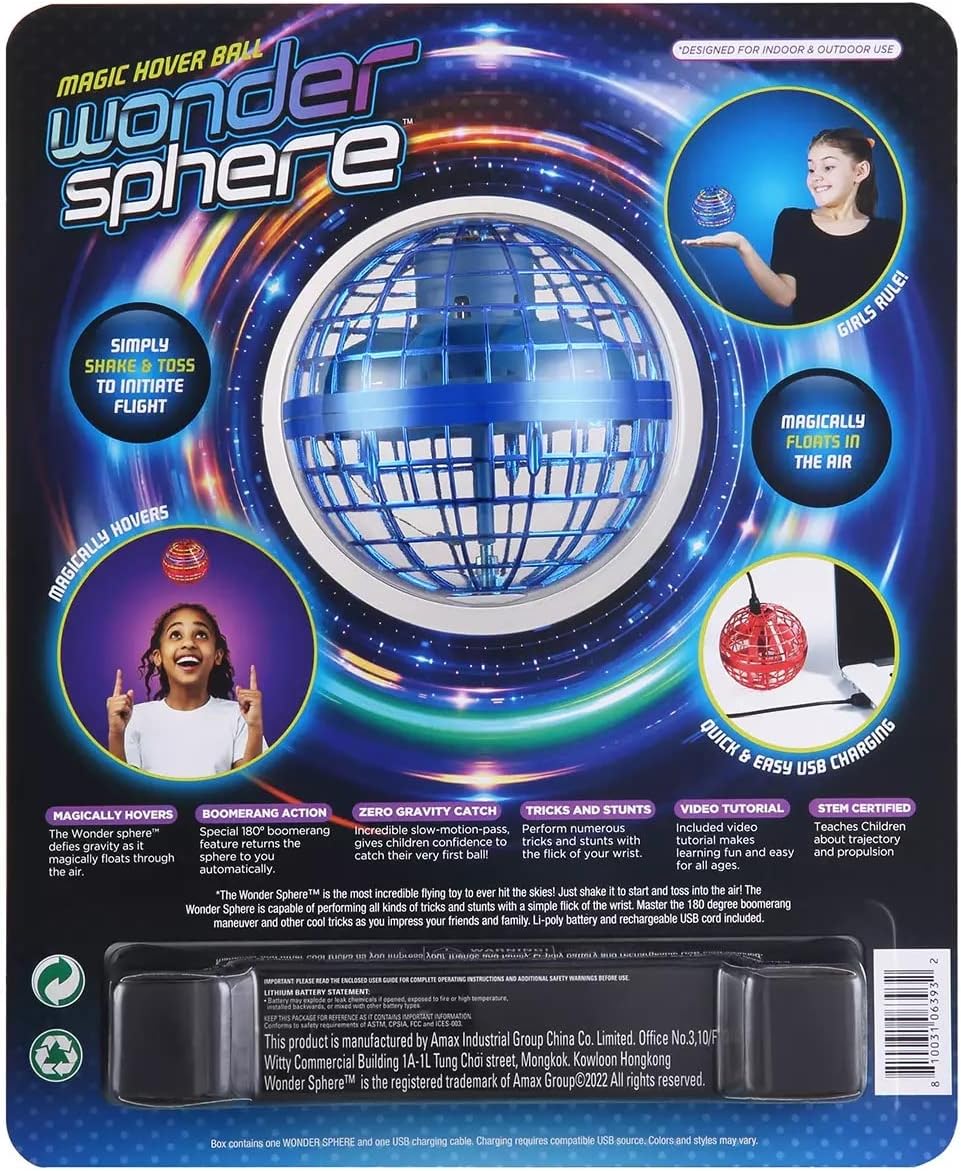 Wonder Sphere Magic Hover Ball - Back of Packaging