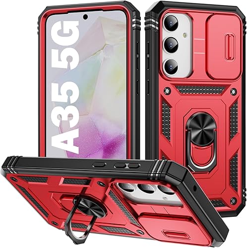 Miniatura 96 de PASNEW Funda para cámara Samsung Galaxy A15 5G, soporte metálico de grado militar, resistente a prueba de golpes, carcasa rígida para Samsung A15