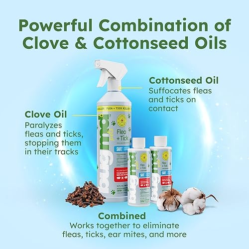 Miniatura 2 de BugMD Concentrado de pulgas y garrapatas (3.7 onzas), fórmula alimentada con aceite esencial, controla pulgas, garrapatas, ácaros en perros y otros