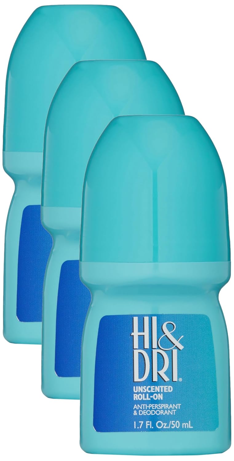 Hi and Dri Antiperspirant, Roll-On, Unscented, 1.7 Ounce (Pack of 6)