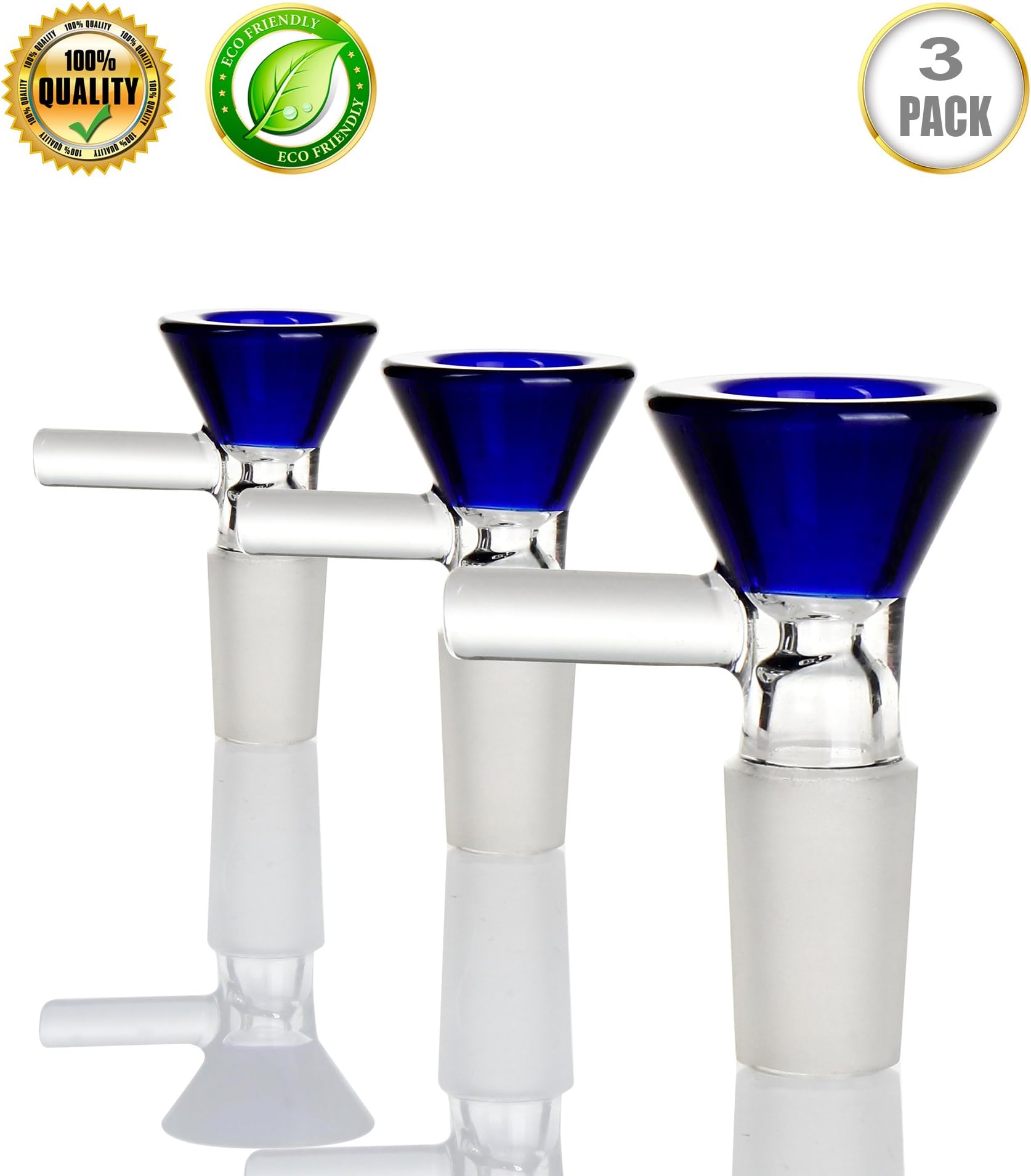 GOOLUS Bongs Bowl Glass Slide Bowl Replace bowl, Male Adapter, 14mm Hookah Bowl (Blue)