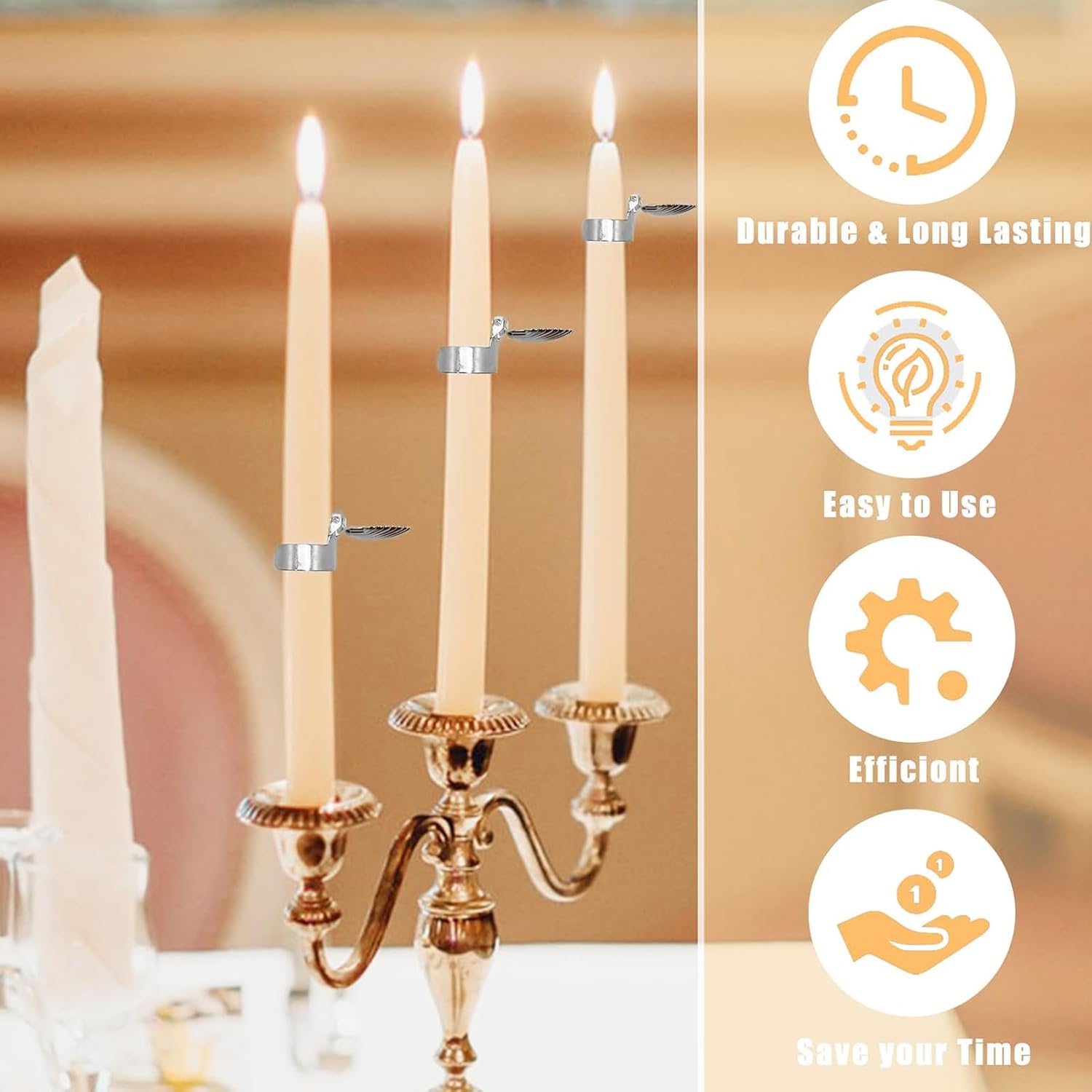 Éteignoir de Bougie Automatique - Lot de 4 Pièces pour Chambre à Coucher (Argent) avec Extinction Sécurisée - Image secondaire