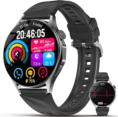 2026 Nuovo Smartwatch Donna con ECG/HRV/Acido Urico/Lipidi,1.32″ AMOLED Orologio con 24H Chiamate, Pressione Sanguigna, Salute femminile, Cardiofrequenzimetro, Sonno, SOS, Fitness Watch Android e iOS