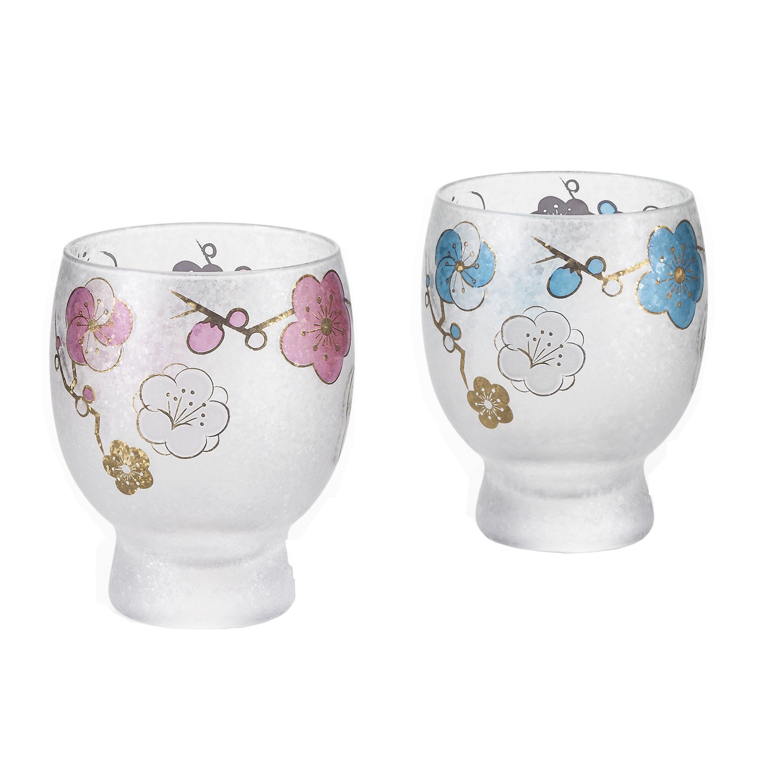 ADERIAS6241 Sake Glass Pair Set 4.9fl oz(145ml) The Premium Nippon Taste SHIKI-MEGURI(Four Seasons) Plum Blossom Made in Japan