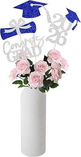 Miniatura 18 de Centros de mesa de graduación de clase 2026 para mesa, centros de mesa de fiesta 2026, suministros de fiesta, decoración de fiesta de graduación