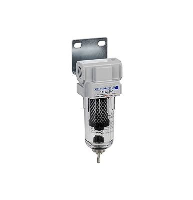 PneumaticPlus SAFM200-N02B Compressed Air Coalescing Filter, 0.1 Micron, 1/4" NPT - Poly Bowl, Manual Drain, Bracket