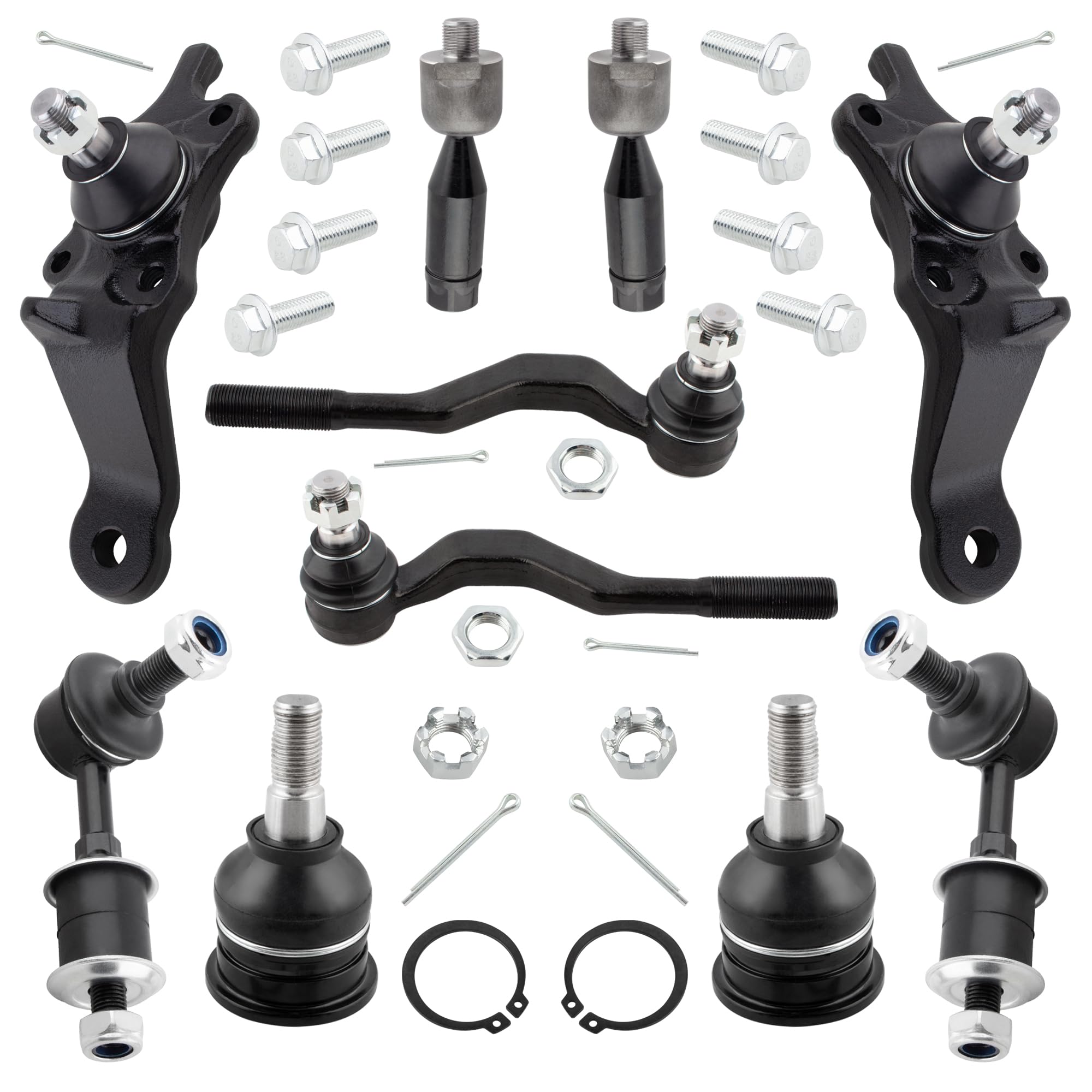 BOXI (Set of 10) Front Suspension Kit fit for Toyota Tacoma 1995-2000 4WD / 4 Tie Rod Ends 4 Ball Joints 2 Sway Bar Links / K90255 K90258 K90259 K80596 ES3545 ES3546 EV433