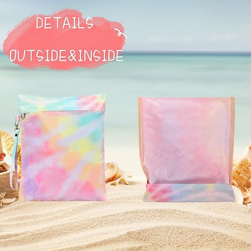 Vista 9 de CAMTOP Bolsa de playa impermeable para mujeres y niñas con cremallera, plegable, a prueba de arena, para piscina, natación, viajes, gimnasio