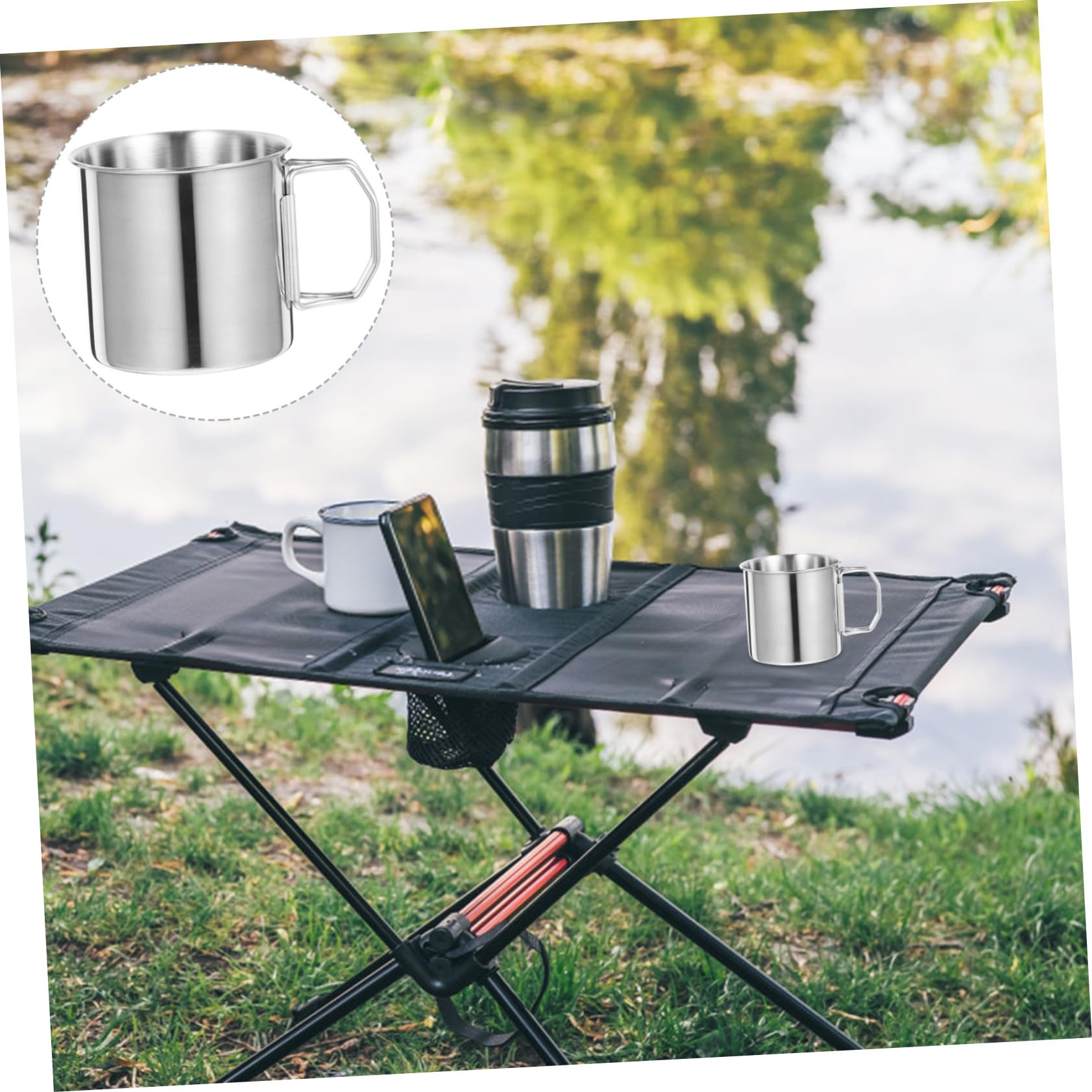 TOYANDONA 5 Ensembles Tasse De Camping Inoxydable De Tasses Pliables Avec Poignée Pour Randonnée Et Aventure Plein Air Mug Portable Pour Café Et Thé 2 Pièces * 5
