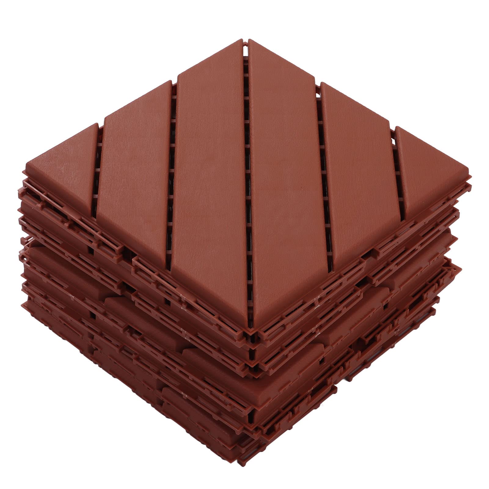 Azulejos de plataforma de plástico a prueba de agua Fuerte fuerte duradero para exteriores para el jardín de la cubierta de patio junto a la piscina 30 PC Material PP 300x300x20 mm (Marrón)